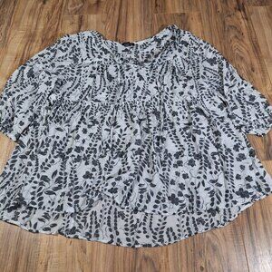 Robert Louis Peasant floral Black White Womens Shirt size 3X